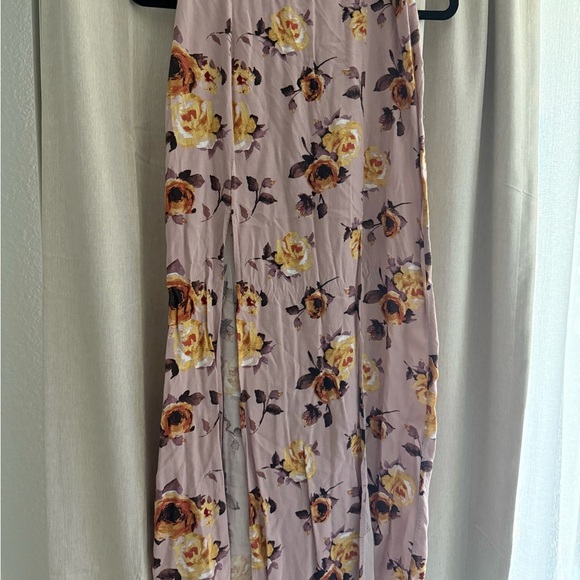 Floral Maxi Skirt with Yellow and Brown Flowers - Picture 1 of 1